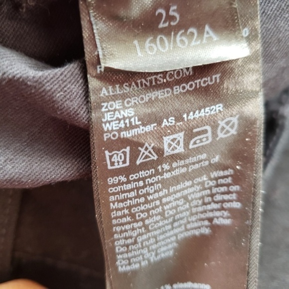 NWT All Saints Zoe Cropped Bootcut Jeans Black 25 - Picture 5 of 7